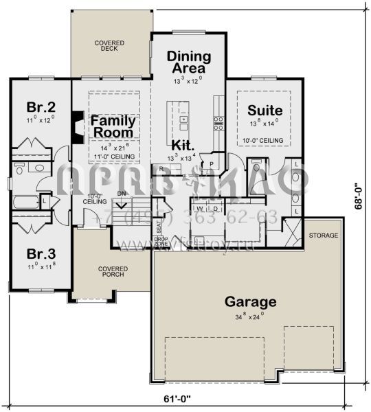 Проект одноэтажного дома с гаражом на три и более машин в современном стиле S5-173 (402-01727)