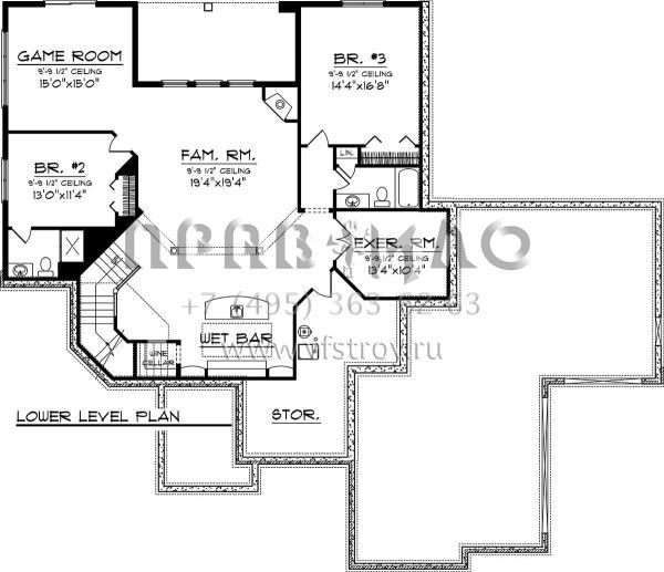Проект одноэтажного дома с гаражом на три и более машин в английском стиле S5-372 (1020-00251)