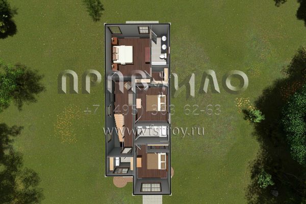 Проект двухэтажного дома с гаражом на одну машину в современном стиле S5-146 (4848-00387)