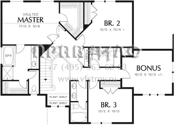 Проект двухэтажного дома с гаражом на три и более машин в стиле Ранчо S5-236 (2559-00364)