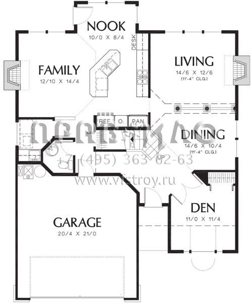 Проект двухэтажного дома с гаражом на две машины в стиле Ранчо S5-192 (2559-00455)