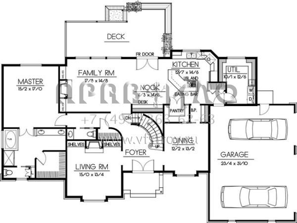 Проект двухэтажного дома с гаражом на три и более машин в английском стиле S5-318 (692-00006)