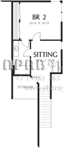 Проект двухэтажного дома с гаражом на две машины в стиле Ранчо S5-177 (2559-00203)