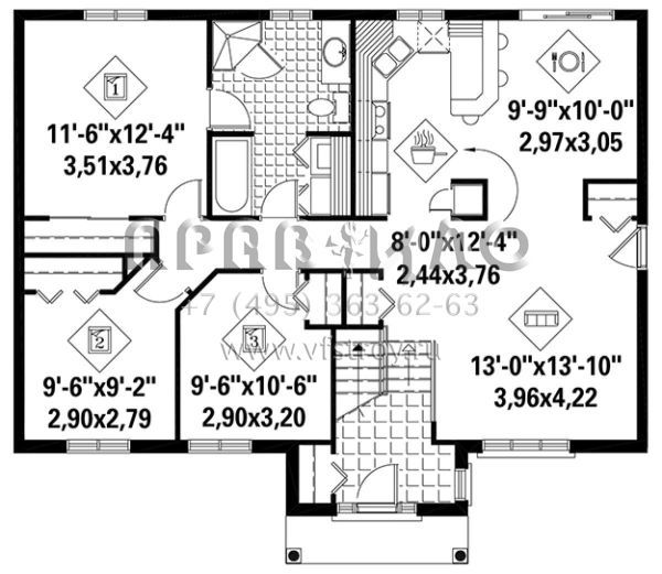 Проект одноэтажного дома без гаража в американском стиле S5-108 (6146-00235)