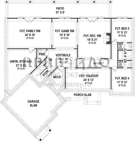 Проект одноэтажного дома с гаражом на две машины в американском стиле S5-243 (4195-00002)