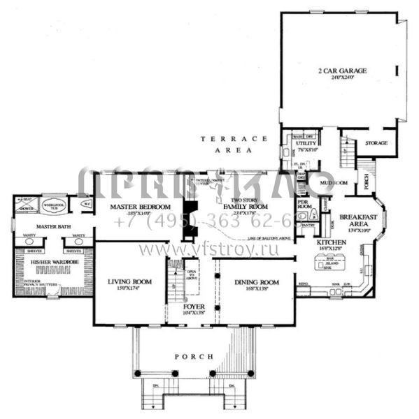 Проект двухэтажного дома с гаражом на две машины в стиле Ранчо S5-322 (7922-00112)