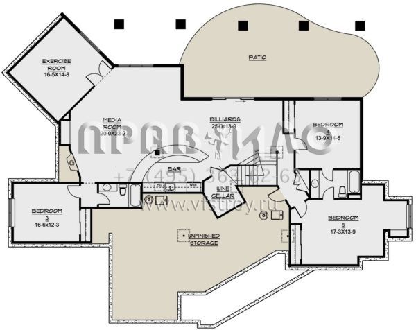 Проект одноэтажного дома с гаражом на три и более машин в стиле Шале S5-517 (5631-00032)