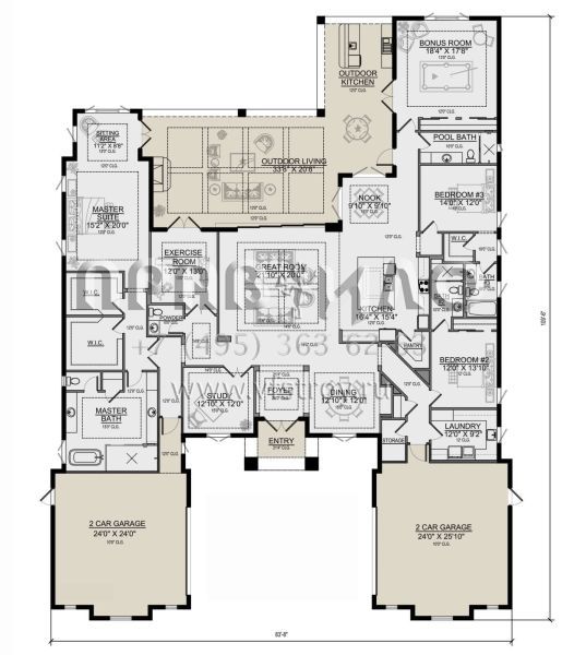 Проект одноэтажного дома с гаражом на три и более машин в современном стиле S5-405 (5565-00136)