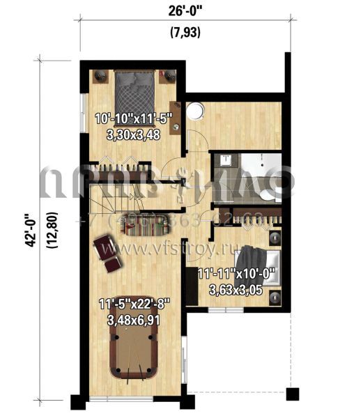 Проект двухэтажного дома без гаража в современном стиле S5-149 (6146-00543)