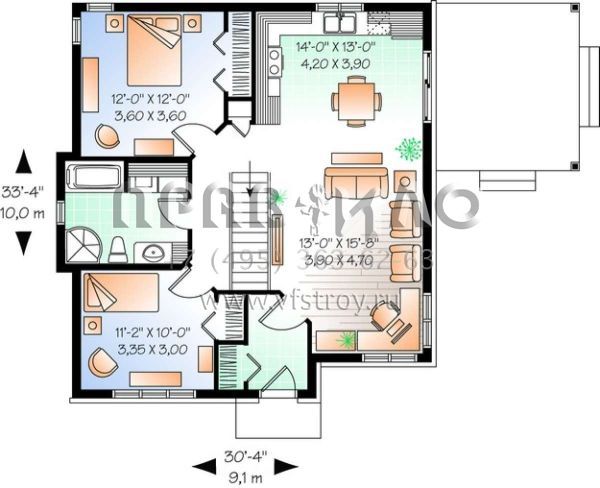 Проект одноэтажного дома без гаража в современном стиле S5-92 (034-00627)
