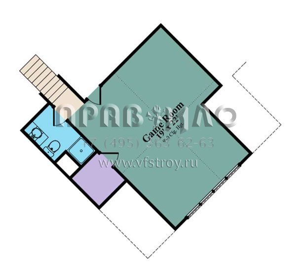 Проект двухэтажного дома с гаражом на три и более машин в стиле Ранчо S5-304 (1070-00278)