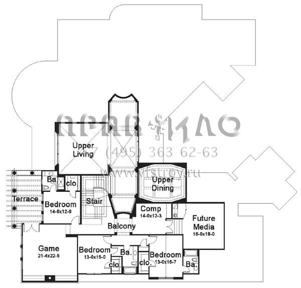 Проект двухэтажного дома с гаражом на три и более машин в стиле Ранчо S5-762 (9401-00081)