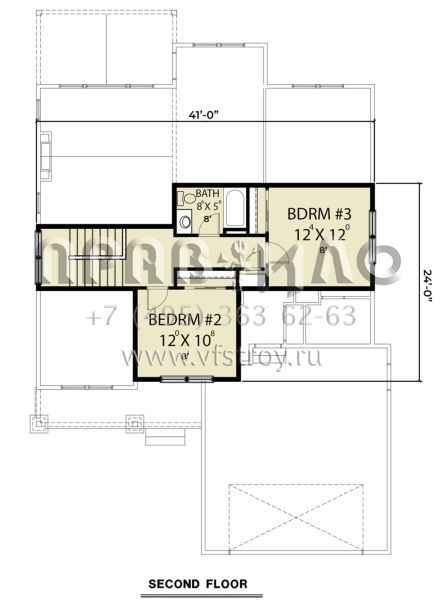 Проект двухэтажного дома с гаражом на две машины в стиле Ранчо S5-180 (2464-00017)