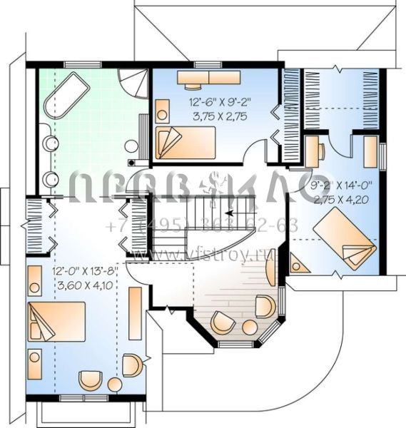 Проект двухэтажного дома без гаража в английском стиле S5-201 (034-00919)