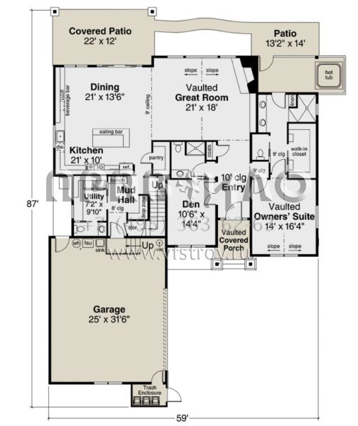 Проект двухэтажного дома с гаражом на две машины в американском стиле S5-307 (035-00953)