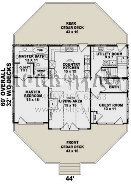 Проект одноэтажного дома с гаражом на две машины в современном стиле S5-119 (053-00214)