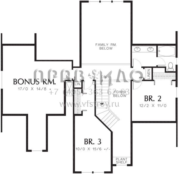 Проект двухэтажного дома с гаражом на три и более машин в стиле Ранчо S5-222 (2559-00487)
