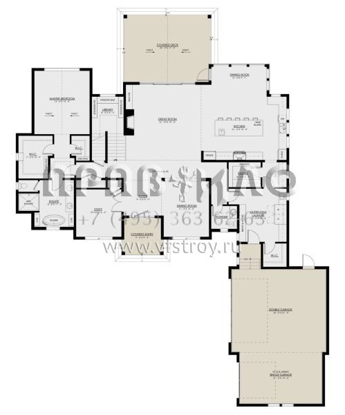 Проект двухэтажного дома с гаражом на три и более машин в современном стиле S5-442 (8937-00013)