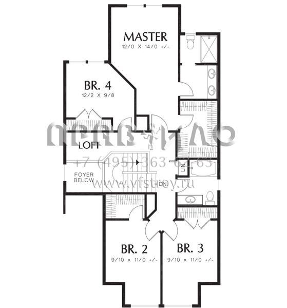 Проект двухэтажного дома с гаражом на две машины в стиле Ранчо S5-178 (2559-00284)