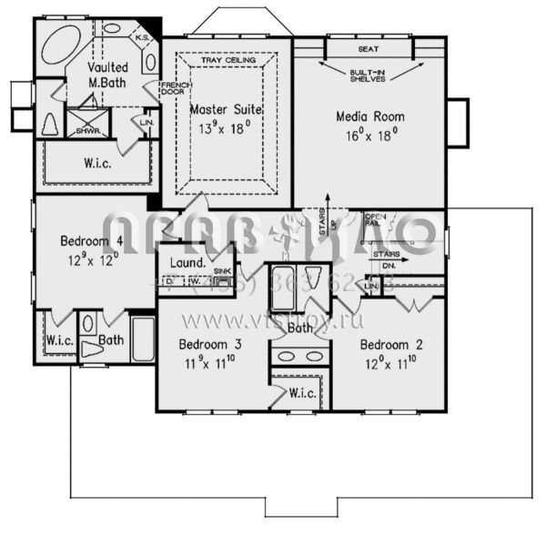 Проект двухэтажного дома с гаражом на две машины в стиле Ранчо S5-299 (8594-00335)