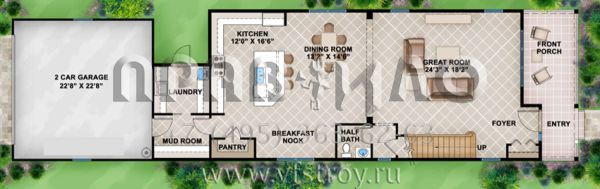 Проект двухэтажного дома с гаражом на две машины в американском стиле S5-256 (207-00009)