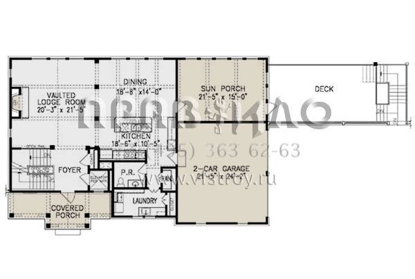 Проект двухэтажного дома с гаражом на две машины в стиле Шале S5-300 (699-00177)