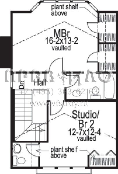 Проект двухэтажного дома с гаражом на одну машину в стиле Ранчо S5-120 (5633-00049)