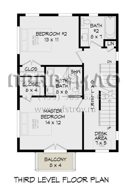 Проект трехэтажного дома с гаражом на одну машину в современном стиле S5-136 (940-00196)