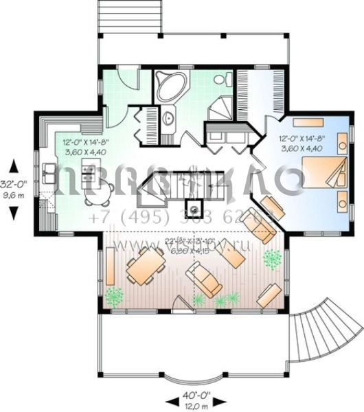 Проект двухэтажного дома без гаража в стиле Ранчо S5-190 (034-00534)