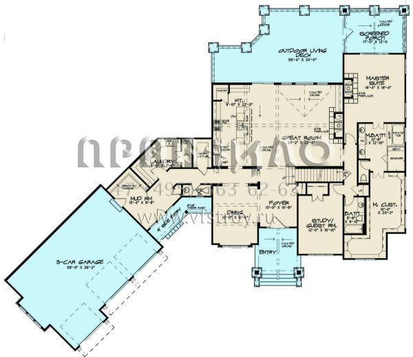 Проект двухэтажного дома с гаражом на три и более машин в американском стиле S5-585 (8318-00120)