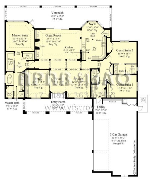 Проект одноэтажного дома с гаражом на три и более машин в современном стиле S5-238 (8436-00067)