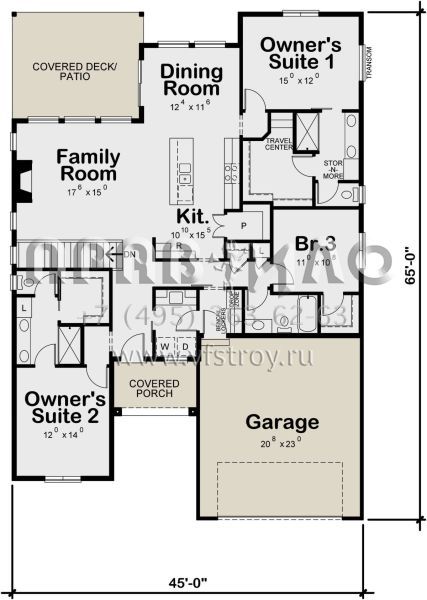 Проект одноэтажного дома с гаражом на две машины в современном стиле S5-174 (402-01660)