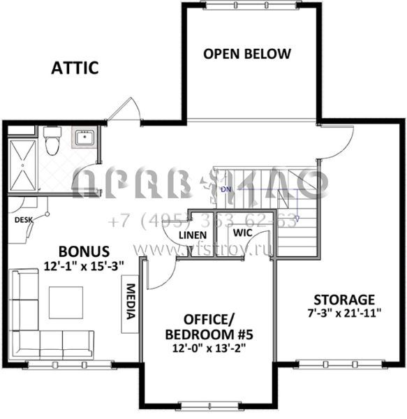 Проект двухэтажного дома с гаражом на три и более машин в американском стиле S5-363 (6849-00034)