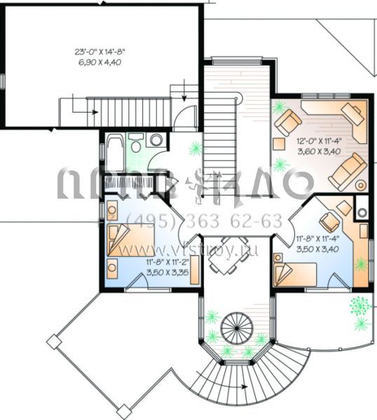 Проект двухэтажного дома с гаражом на две машины в стиле Ранчо S5-181 (034-00030)