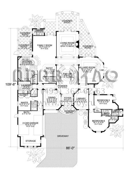 Проект двухэтажного дома с гаражом на три и более машин в современном стиле S5-697 (168-00094)