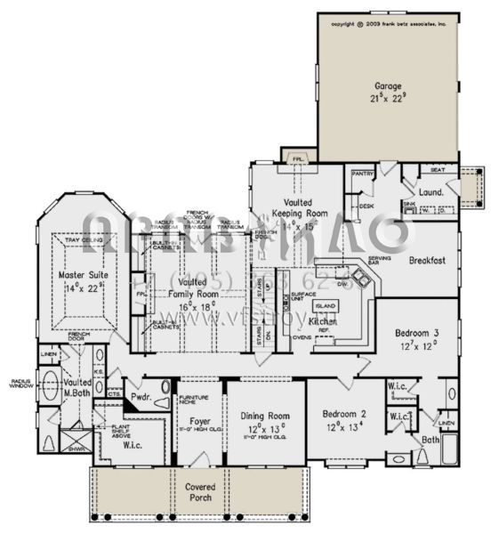 Проект одноэтажного дома с гаражом на две машины в стиле Ранчо S5-255 (8594-00343)