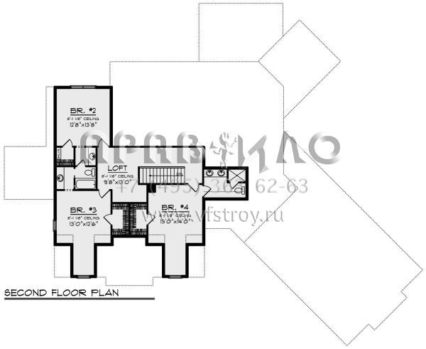 Проект двухэтажного дома с гаражом на три и более машин в американском стиле S5-352 (1020-00340)