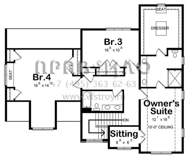 Проект двухэтажного дома с гаражом на две машины в стиле Ранчо S5-242 (402-01564)