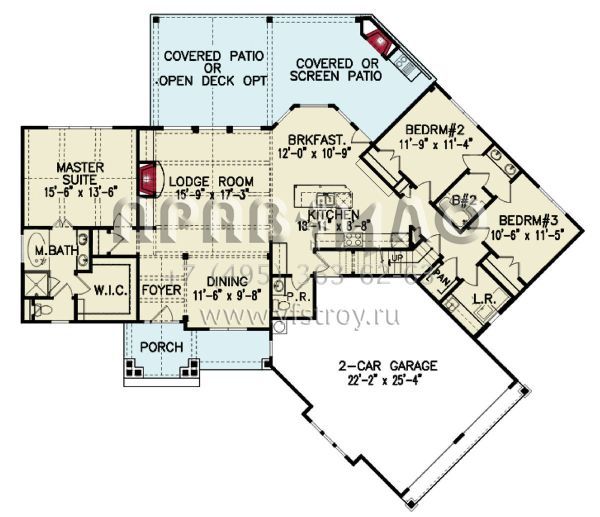 Проект одноэтажного дома с гаражом на две машины в американском стиле S5-174 (699-00051)