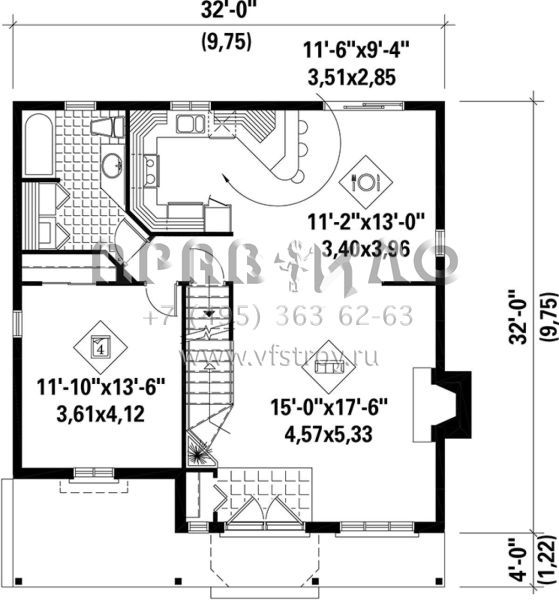 Проект двухэтажного дома без гаража в стиле Ранчо S5-182 (6146-00150)