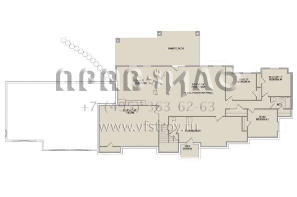 Проект одноэтажного дома с гаражом на три и более машин в стиле Ранчо S5-259 (8768-00048)
