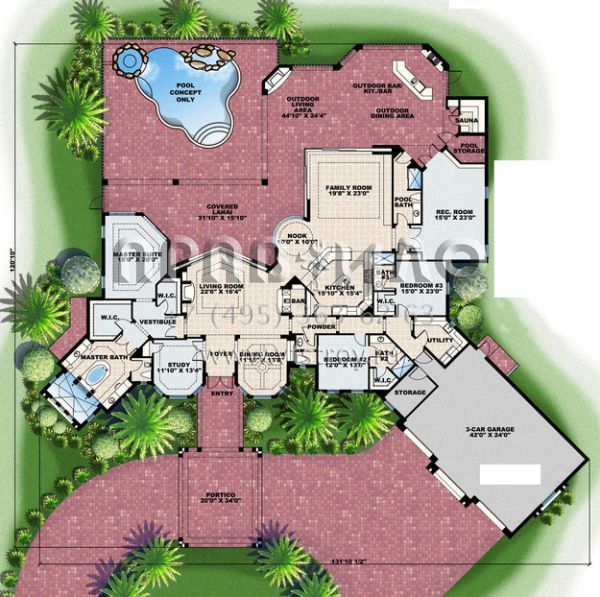 Проект одноэтажного дома с гаражом на три и более машин в прибрежном стиле S5-388 (575-00048)