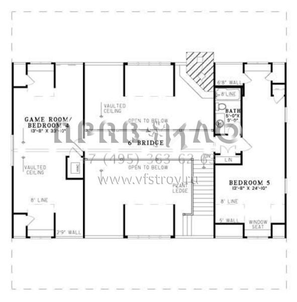 Проект двухэтажного дома без гаража в стиле Ранчо S5-251 (110-00750)