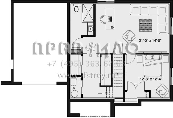 Проект двухэтажного дома с гаражом на одну машину в современном стиле S5-243 (034-01148)