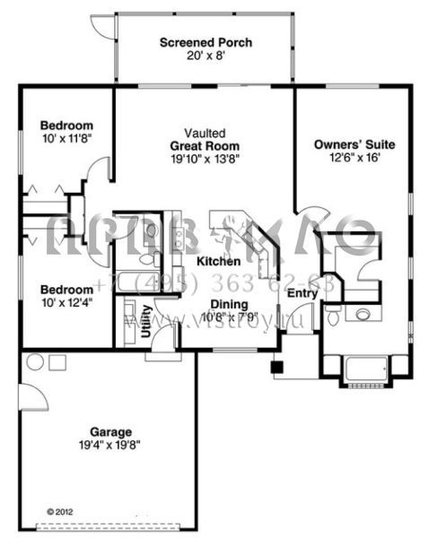 Проект одноэтажного дома с гаражом на две машины в стиле Ранчо S5-125 (035-00597)
