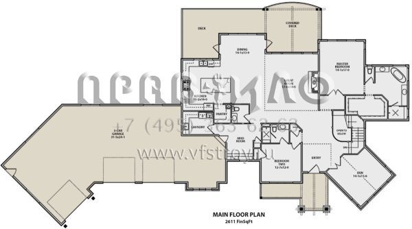 Проект одноэтажного дома с гаражом на три и более машин в стиле Шале S5-243 (5631-00070)