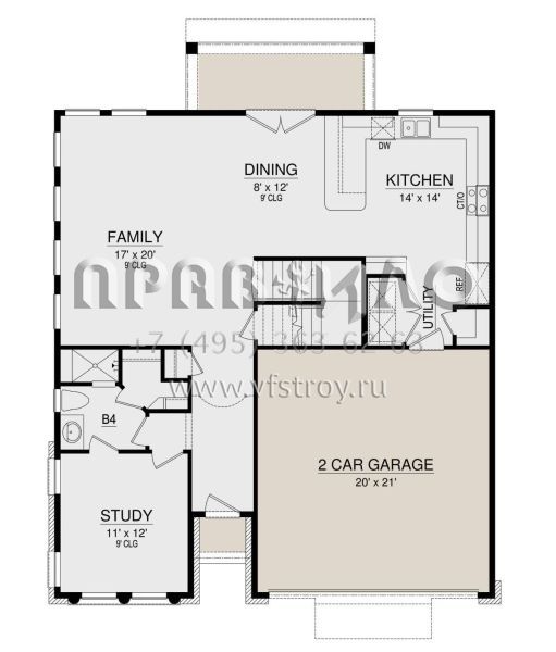 Проект двухэтажного дома с гаражом на две машины в прибрежном стиле S5-245 (5445-00411)