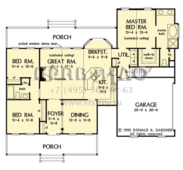 Проект одноэтажного дома с гаражом на две машины в стиле Ранчо S5-145 (2865-00252)