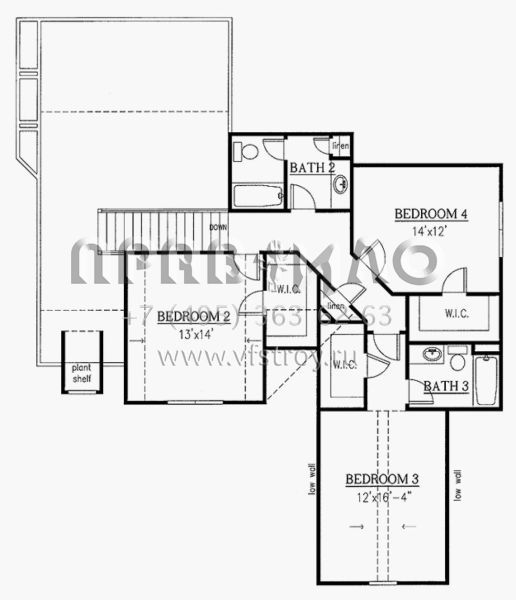 Проект двухэтажного дома с гаражом на три и более машин в стиле Ранчо S5-281 (286-00017)