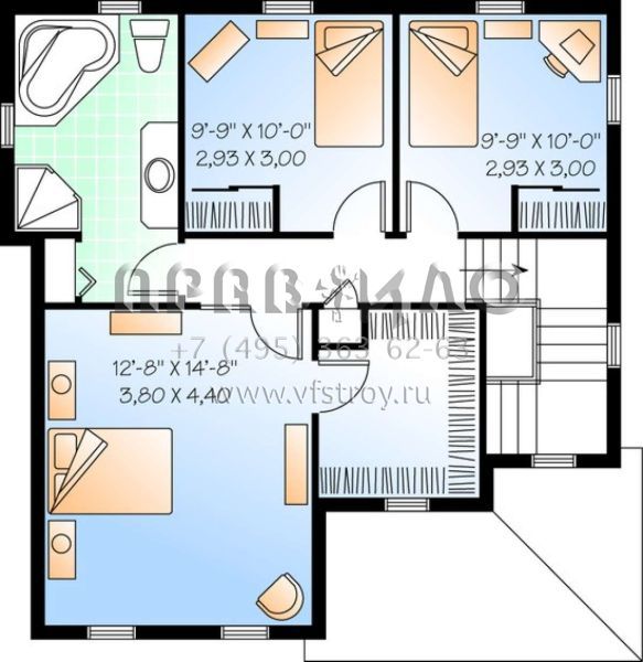 Проект двухэтажного дома без гаража в стиле Ранчо S5-138 (034-00932)